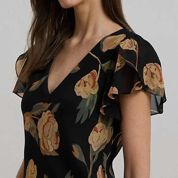 Lauren Ralph Lauren Black Floral Mini Dress - Picture 3 of 9